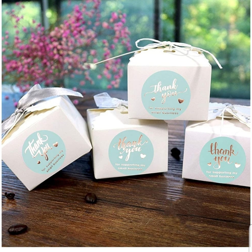 60 1.5” Aqua Thank You for Supporting My Small Busines Stickers